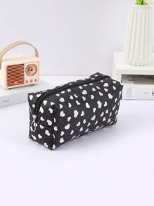 1pc Glossy Heart Pattern Pencil Case, Spacious Space Design Waterproof Material Stationery Storage Bag, Daily Necessities And School Supplies Storage Bag, Fashion School Supplies