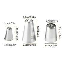 3pcs Stainless Steel Grass Cream Icing Nozzles Small Grass-Shape Decoration Mouth For Pastry Cake Decorating Essential Baking - Silver - View 5
