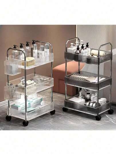 1pc Mini carrinho de acrílico, prateleiras de vão de banheiro, prateleira de armazenamento de lanches para sala de estar, armazenamento de cosméticos móvel multicamadas