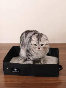 Oversized Fabric Cat Litter Box, Anti-Splash Cat Toilet, Collapsible Waterproof Oxford Cloth Cat Litter Box, Pet Supplies For Travel And Outdoor Short Trip - Black - View 3