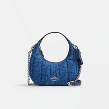 Coach Bolso de mano de lona azul vaquero para mujer, bandolera con correa desmontable