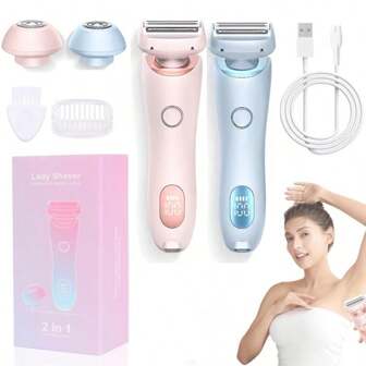 800mAh Battery Capacity, Electric Razors Shaver, 2-IN-1 Women Electric Razor For Leg Arm Face Pubic Area, Cordless Bikini Trimmer Hair Removal For Women With Detachable Head, Painless, Wet & Dry ,Portable Battery-Operated Electric Shaver Epilator & Eyebrow Trimmer For Women - Miniature Facial Hair Removal Device For Face And Body Portable Hair Trimmer Electric Epilator Eyebrow Shaping Tool, Mini Facial Hair Remover, Face Shaver For Women
