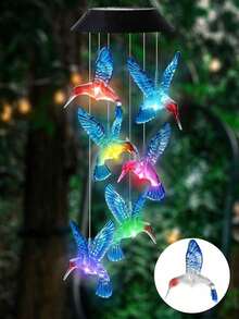 7 Style Outdoor Waterproof Solar Wind Chime Lamp, Portable Color-Changing LED Wind Chime Suitable For Home Decor Outdoor Garden Patio Porch Window Lawn Deck Terrace Tree Fence Porch Balcony Family Dinner Birthday Party Wedding Decor Atmosphere Light - Multicolor - View 16