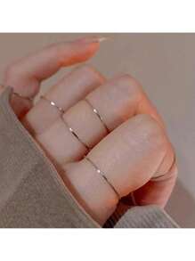 5pcs/Set Elegant Minimalist Thin Stackable Rings, Knuckle Ring Jewelry Set For Women