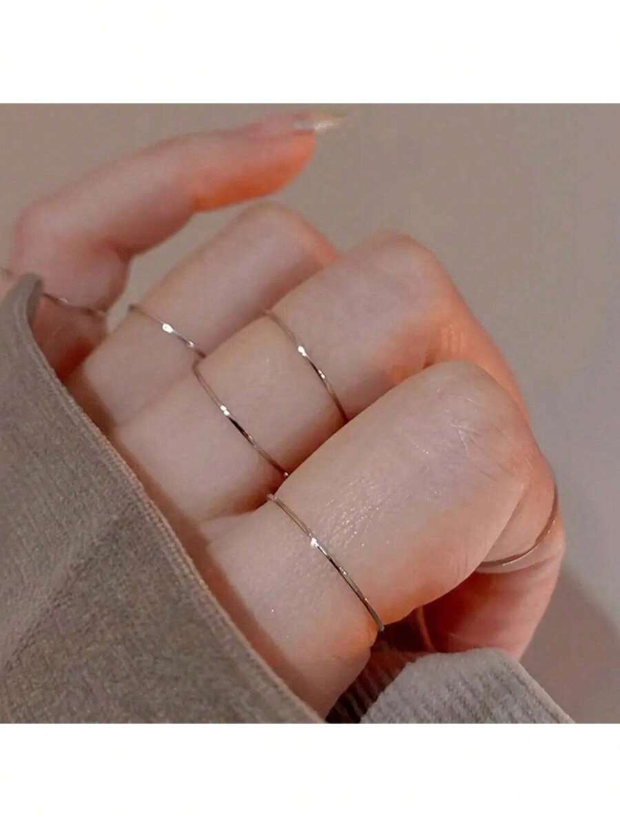 5pcs/Set Elegant Minimalist Thin Stackable Rings, Knuckle Ring Jewelry Set For Women