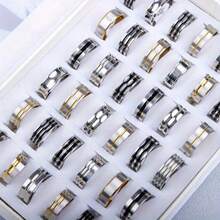 20 件时尚不锈钢戒指，男女混合风格，简约心形爱心蝴蝶几何珠宝派对礼物