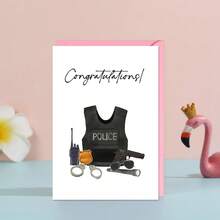 1 pièce Carte de vœux de policier, carte de félicitations pour diplômé (homme), décoration de fête, cartes de félicitations pour diplôme, cadeaux de graduation