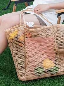 [Beach Bag] Large Capacity Beach Travel Bag | Women's Shoulder Bag, Women's Shopping Tote Bag, Beach Mesh Tote Bag, Women's Foldable Shoulder Bag, Travel Bag Beach Nylon Mesh Tote Bag, Casual Tote Bag Hobo Women's Foldable Shoulder Bag, Mesh Beach Tote Bag Large Size Women's Bag Upgraded Version, With Multiple Pockets, Suitable For Beach Picnic Vacation, Large Capacity Waterproof Beach Bag