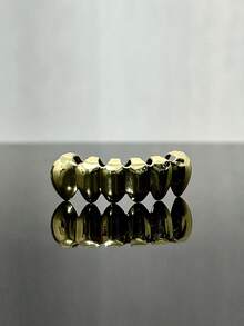 1 件光滑嘻哈风格多色 6 齿抛光金属牙套，男女通用，适合派对、万圣节和日常佩戴