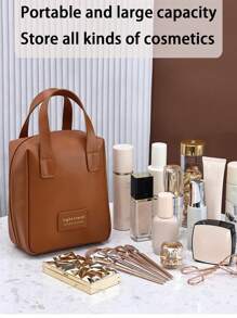 1pc Multifunctional Makeup Bag, Summer Travel Cosmetic Organizer, Waterproof Toiletry Bag, Large Capacity Makeup Brush Holder Bag, Convenient Travel Tote, Suitable For Skincare, Makeup, Brushes, Powder, Lipstick, Beach, School, Bathroom, Holiday, Valentine's Day, Christmas, Mother's Day Gift, Suitable For Mothers, Families, Friends, Summer Essential