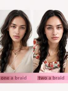 2 件长发辫子橡胶圈辫子发纤维合成假发适合儿童日常佩戴和角色扮演 - 自然黑 - 查看 3