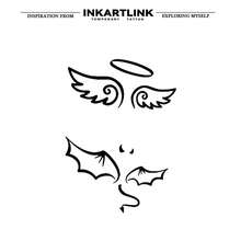 1pc INKARTLINK Angelic Wings Couple Temporary Tattoo | Botanical Formula Semi-Permanent | Realistic 15-Day Lasting | Waterproof 1-2 Weeks | Niche Fake Tattoo | Goth Style Sticker - Black - View 4
