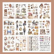 Vintage Floral Sticker Book - Quirky Paris Scenes, Eiffel Tower & Tea Party Designs, Self-Adhesive PET & Paper For Scrapbooks, Diaries, Journals, Scrapbook Accessories | Imaginative Designs | Self-Adhesive Stickers,School Supplies,Back To School