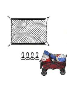 1 件重型可折叠实用货车网，后备箱货物网，弹性汽车尼龙网收纳袋，适用于海滩、花园、旅行、露营 - 黑色 - 查看 1