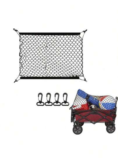 1 件重型可折叠实用货车网，后备箱货物网，弹性汽车尼龙网收纳袋，适用于海滩、花园、旅行、露营