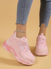 Women's Preppy Style Casual Outdoor Sneakers, Breathable & Comfortable - Pink - View 3