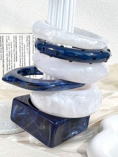 1pc Asymmetrical Resin Bracelet,Vintage Style With High-End Feel, Attractive, Spring/Summer