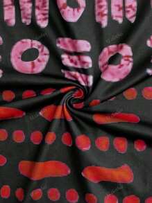 Abito estivo vintage a maniche a palloncino senza spalle, stampato a maglia, aderente, con schiena scoperta e spacco