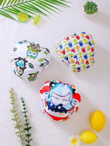 3pcs Random Prints Cloth Swim Diaper Reusable Swimming Diaper Pants Adjustable Swim Diaper For Swimming Lessons Baby Girls,Boys,Netural Color Swim Diaper(The Prints Cycle Will Be Reversed)