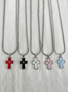 1 Piece Men's Y2K Blade Chain Cross Necklace Ins Style Dark Gothic Punk Style Necklace Niche Design Cool And Spicy Style