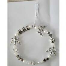1 件银星串珠蝴蝶结和珍珠装饰钥匙扣、手机挂绳、包包挂饰礼物，适合送给母亲、家人、朋友、生日、节日的手机挂饰、手机链 - 單色 - 查看 7