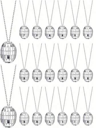 10pcs Retro Disco Ball Pendant Necklaces - 1970s Style Reflective Mirror Necklaces, Suitable For Parties And Events, Great For Festivals, Graduations, Thanksgiving, New Year - Multifunctional Fashion Accessories And Dance Decorations, Party Necklaces, Mini Jewelry, Party Supplies, Decorative Clothing, Dance Supplies, Accessories, Graduation Season, Back To School, Summer, Ideal Gift For Family, Friends, Siblings, Neighbors, Colleagues, Teachers, Classmates