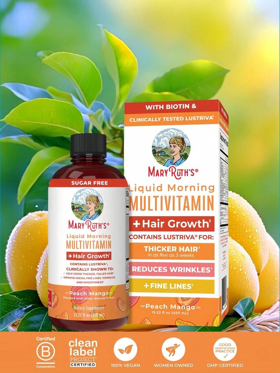 MaryRuth's Multivitamin Hair Growth - Hair Thickening - Improves Wrinkles - Vegan - 30 Oz - Peach Flavor - Others - View 1