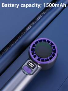 手持强力风扇，100 档无级变速，USB 快速充电，涡轮滚筒无级变速风扇夏季降温、海滩、旅行 - 彩色 - 查看 5