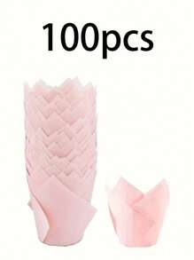 50 pezzi/100 pezzi Pirottini da forno a forma di tulipano, adatti per caffè, in colori naturali, bianchi, rosa, antigrasso, ideali per forniture per feste di ogni occasione