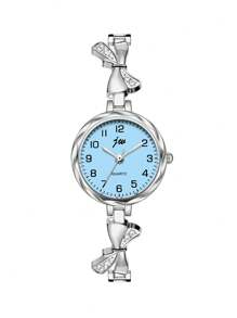 jw 1 Piece Women's Rose Gold Simple Alloy Bracelet , Exquisite Round Dial, Fashionable Black Hands Casual And Exquisite Highly Attractive Ladies Watch Digital Dial, Luxury Quartz Watch Suitable For Daily Decoration, Wear And Party Commuting Travel