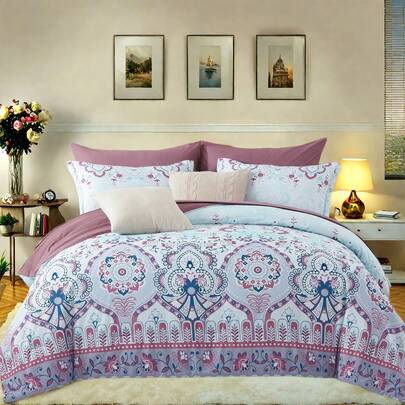 7Pcs Boho Microfiber Bed Comforter Set. 4 Pieces Of Pillowcases, 2 Pieces Of Sheets And 1 Comforter. A Soft And Comfortable Bedding Set, Suitable For All Four Seasons, Machine Washable, For Room Decoration, A Perfect Gift Set.