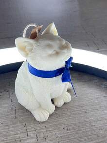 1 件逼真的 3D 坐猫硅胶模具，可用于制作蜂蜡香薰蜡烛、树脂烛台、粘土猫雕像，适用于宠物主题咖啡馆装饰、入口展示、工艺爱好，可爱的猫咪表情生动有趣 - 白色 - 查看 4