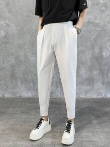 Men's High Waisted Loose Tapered Casual Pants With Hook And Loop Closure