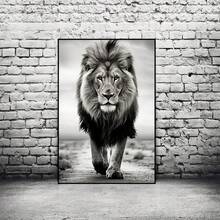 1 件/3 件黑白狮子大象大猩猩帆布画墙壁艺术海报和印刷品动物图片用于客厅装饰无框动物画框现代，带画框的墙壁艺术 - 彩色 - 查看 6