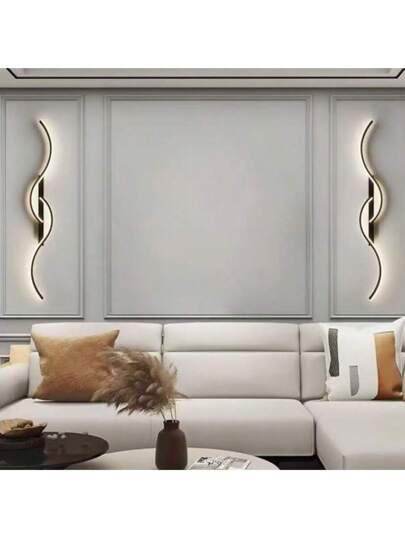 1pc Charging LED Wand Lamp, Adjustable Temperature Brightness, Dimmable Remote Control, 60/80cm Long Strip, Zwart Aluminum Material, Easy To Install Bedroom Kitchen Corridor Staircase Villa Restaurant view 4