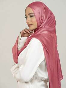 1pc Women's Plain Soft & Lustrous Muslim Hijab Scarf - Multicolor - View 14