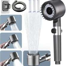 High Pressure Shower Head With Hose, Water-Saving Shower Head With 4 Spray Modes, Handheld Massage Shower Head With Pause Switch - Dark Grey - View 1
