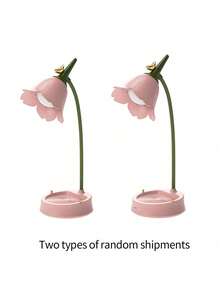 现代LED台灯，无线，可调节鹅颈，可调光，触摸控制，可充电1200mAh锂电池，USB供电，按钮控制，磨砂塑料和金属装饰，圆柱形灯罩，纯色，梦幻主题，可爱迷你，蓝色，带护眼夜灯，适用于大学宿舍，卧室，办公室阅读 - 彩色 - 查看 10