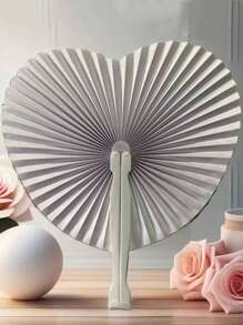 1/5/10/20/30/40/60 piezas Abanico de papel blanco con forma de corazón plegable, abanicos de papel de verano, abanicos plegables a granel de mano blanca con mango de plástico para decoración de boda, fiesta, cumpleaños, ceremonia de boda, mejor regalo