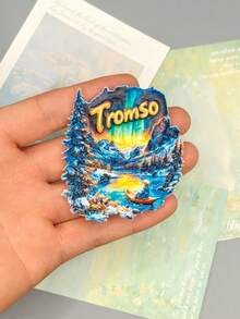 1 件挪威特罗姆瑟雪夜极光 3D 立体冰箱贴，创意精致文化旅游纪念品冰箱贴，家居、厨房、房间装饰配件工艺品 - 彩色 - 查看 9