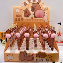 1pc/5pcs/10pcs Cartoon Kabi Bala Easy Grip Pens Creative Stress-Relieving Pinching Fun Gel Pen Simple Style Gel Pen, Cute Pressable Signature Pen