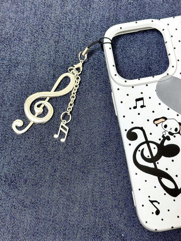 1 pieza Cadena de teléfono con colgante de nota musical retro coreana de estilo vintage, decoración de correa adorable para niñas