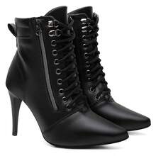 Black Ankle Boot With Chain And Rock Short Shaft - Black - View 2