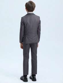 4-16 Size Boys 2pcs Suit Set, Tuxedo Formal Wear, Pageboy Outfit, Wedding Suit Jacket And Pants, Grey - Xám - Xem 2