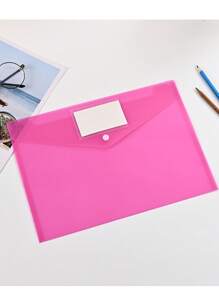 Chemise de dossier format A4 - Fermeture à pression en plastique, avec poche et attache pour étiquette. Convient pour les écoles, les bureaux, les devoirs, les voyages (les couleurs sont aléatoires)