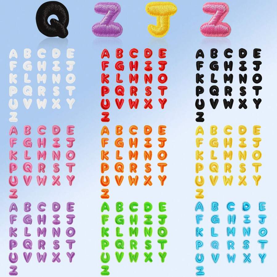 9/26/36/52 Mini Letter Patches, Cute Mini, High-Quality Auxiliary Material For DIY Clothing Decoration, Can Be Sewn Or Ironed, Full Of Creativity, Suitable For Clothing, Bags, Shoes, Hats And More Decoration. - 彩色 - 查看 1