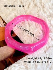 1 chiếc vòng tay thời trang màu hồng cánh sen dành cho nữ, thiết kế hình tròn và bánh răng bất đối xứng, thanh lịch và đa năng, phù hợp với phong cách trưởng thành (Độ lệch kích thước 3mm/0,11 là bình thường) - Màu Hồng Tươi - Xem 8
