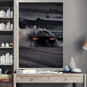 1 件装饰艺术现代超级跑车帆布艺术印刷品，赛车海报，适用于家庭办公室、客厅、卧室、餐厅装饰、室内肖像方向、帆布墙艺术，可选画框