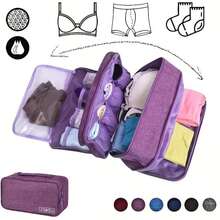 Travel Packing Organizer - Lightweight Oxford Fabric Zipper Storage Bag For Underwear, Socks & Accessories, Compact Multi-Compartment Solution, Purple, Ideal For Luggage & Suitcases, Packing Cube|Versatile Packing Solution|Durable Zipper Closure, Travel Bag Bag For School School Accessories School Stuff