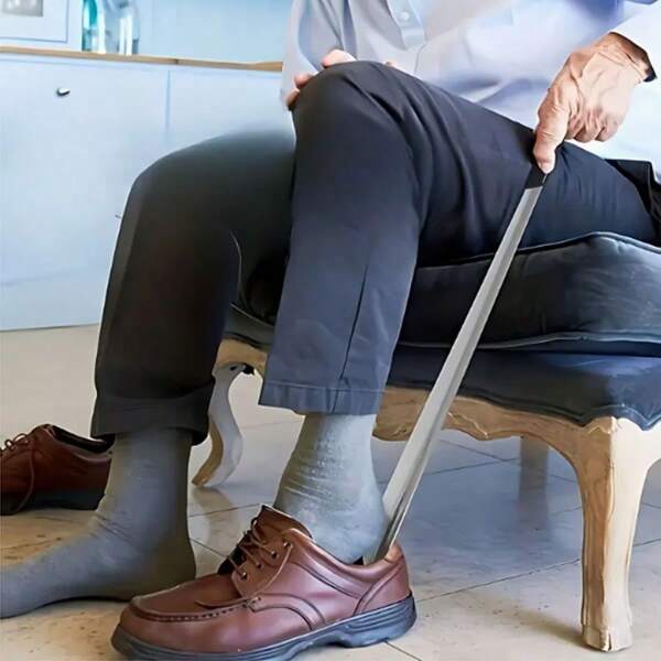 1pc Stainless Steel Shoe Horn, Suitable For Elderly, Easy To Wear And Take Off Shoes, Elegant Standing Shoes, Gift For The Elderly, Slouchy Shoe Slip-On For St. Patrick's Day, Pregnant Women No Bending Shoe Puller